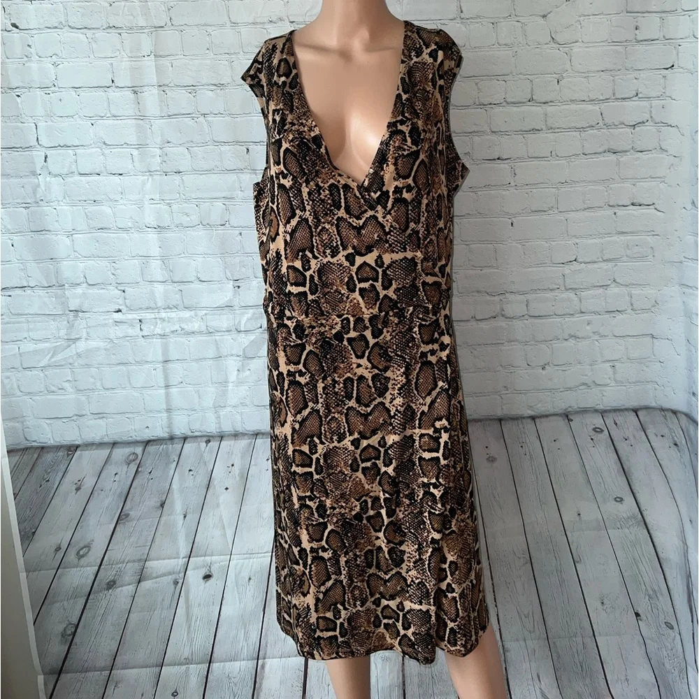 Serra Brown & Black Cheetah Print Sleeveless dress size XL - Picture 1 of 14